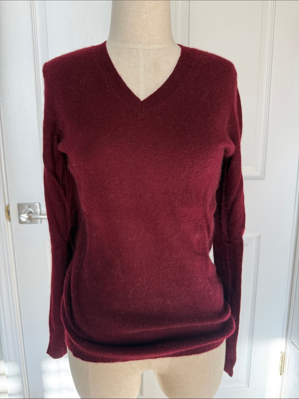 Charter Club V-Neck Cashmere Sweater in Burgundy